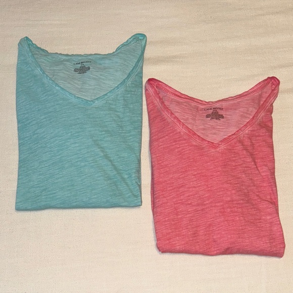Lane Bryant Tops - 👚Lane Bryant Women’s V-Neck Tee Bundle - Turquoise & Pink, Size 14/16